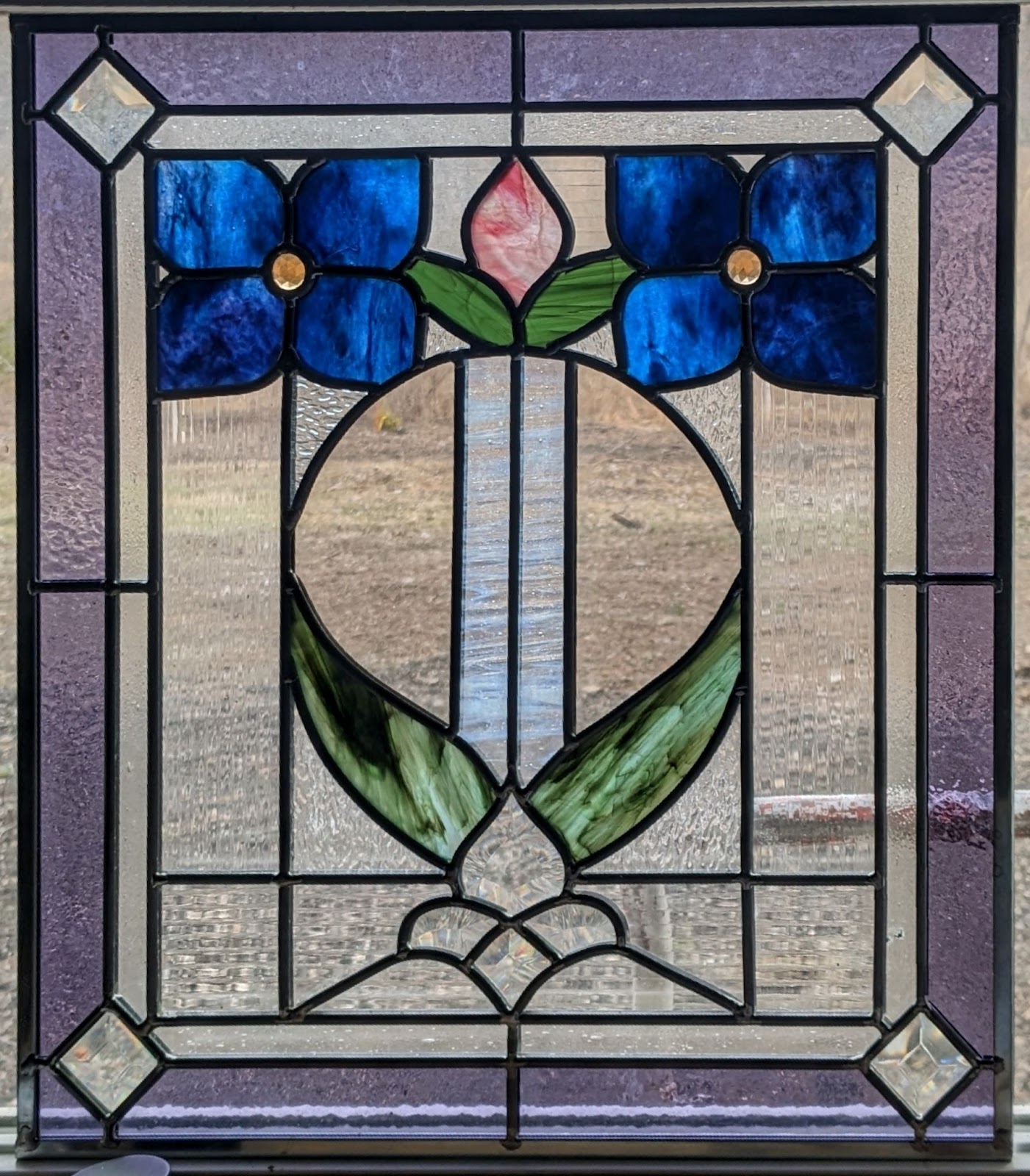 Large Flower Glass Window